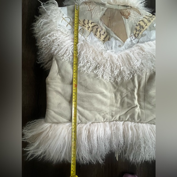 Vintage Char and Sher Designs Suede, Mixed Leather, and Mongolian Lamb Fur Vest - Picture 5 of 8